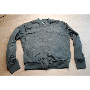 Ci Sono Jacket Womens Medium Green Animal Print Flight Polyester Zip Pockets